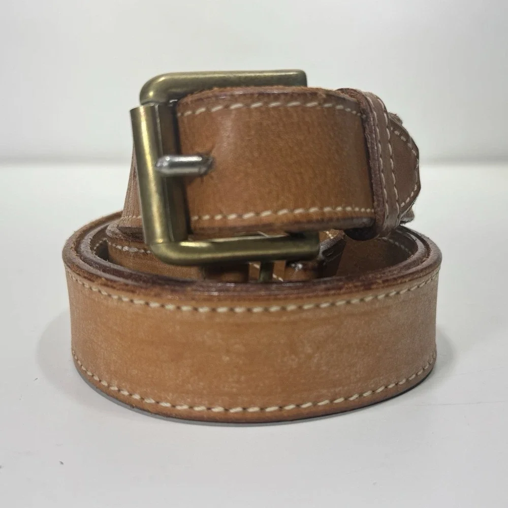 Willis‎ Geiger Brown Leather Belt Brass Size 36-37 - Belt Is 39